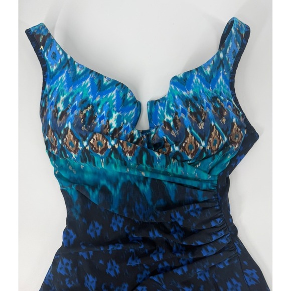 Miraclesuit Sz 8 Sunset Cay Escape Underwire Allover-Slimming One Piece Swimsuit - Picture 8 of 8